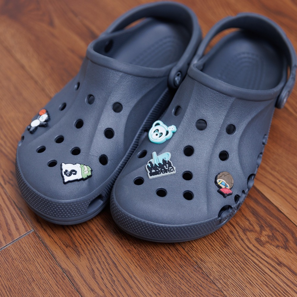 Crocs Baya Clog Charcoal Gray Size 11 Slip On Water Shoes with Charms